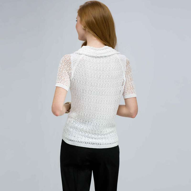 Cowl Neck Top, White, large image number 1
