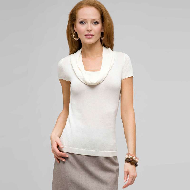 Cowl Neck Top, Ivory, large image number 0